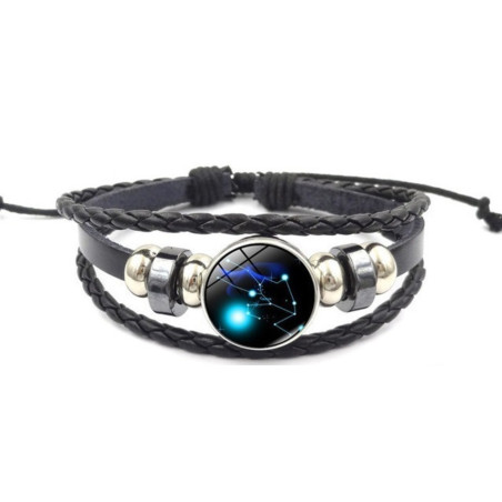 Leuchtendes verstellbares Lederarmband Stier Sternbild