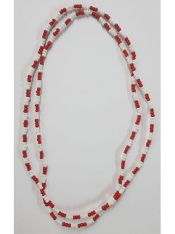 Halskette 3 rote Perlen und 3 weiße Perlen