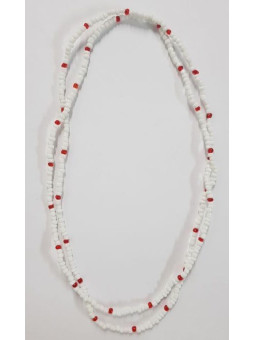 Weiße Halskette mit roter Kugel