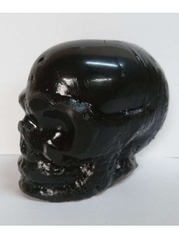 Schwarzer Totenkopf Kerze. 11 x 9 Zentimeter