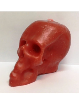 Rote Totenkopf Kerze. 11 x 9 Zentimeter