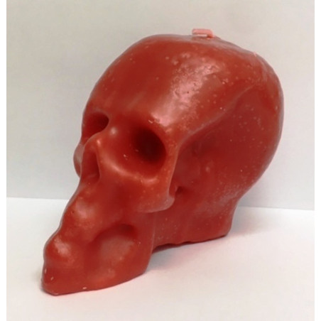 Rote Totenkopf Kerze. 11 x 9 Zentimeter