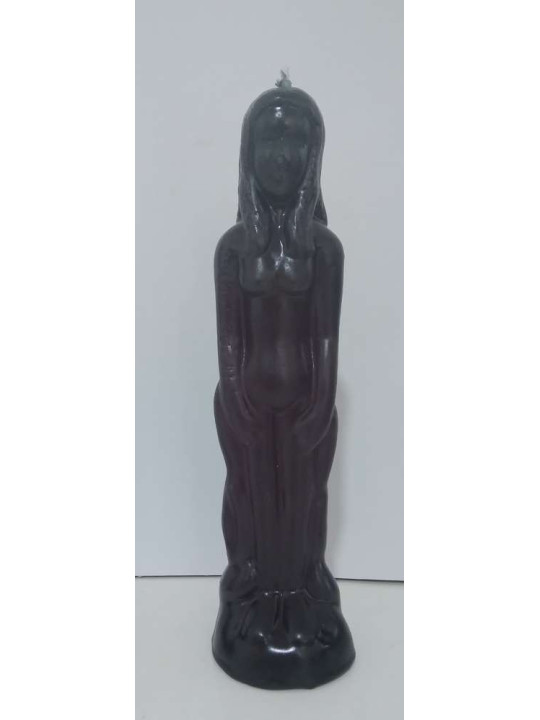 Große schwarze Kerze Frau 19cm