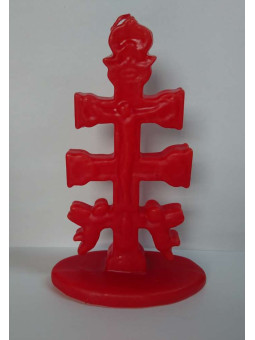 Rote Caravaca Kreuz Kerze. 17 Zentimeter