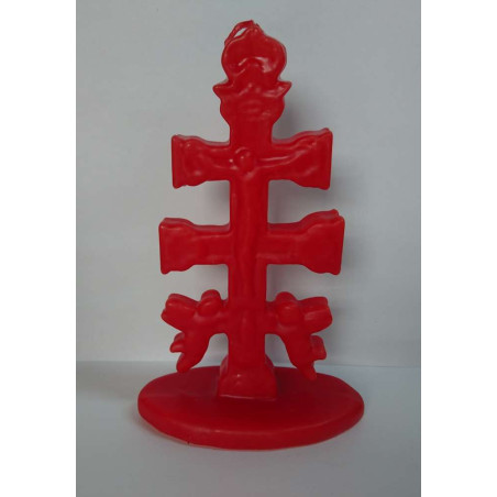 Rote Caravaca Kreuz Kerze. 17 Zentimeter