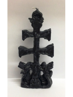 Schwarze Caravaca Kreuz Kerze. 17 Zentimeter