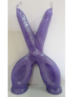 Große lila Schere Kerze. 18 Zentimeter.