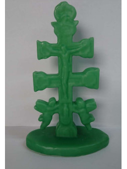 Grüne Caravaca Kreuz Kerze. 17 Zentimeter