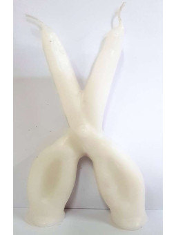 Große weiße Scherenkerze. 18 Zentimeter