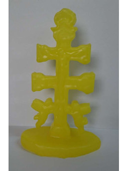 Gelbe Caravaca Kreuz Kerze. 17 Zentimeter