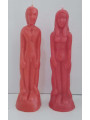 Große Kerze Mann und Frau 19 cm. Rot.