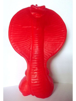 Handgefertigte Wachsfigur Große Rote Kobra 19 x 14 cm.