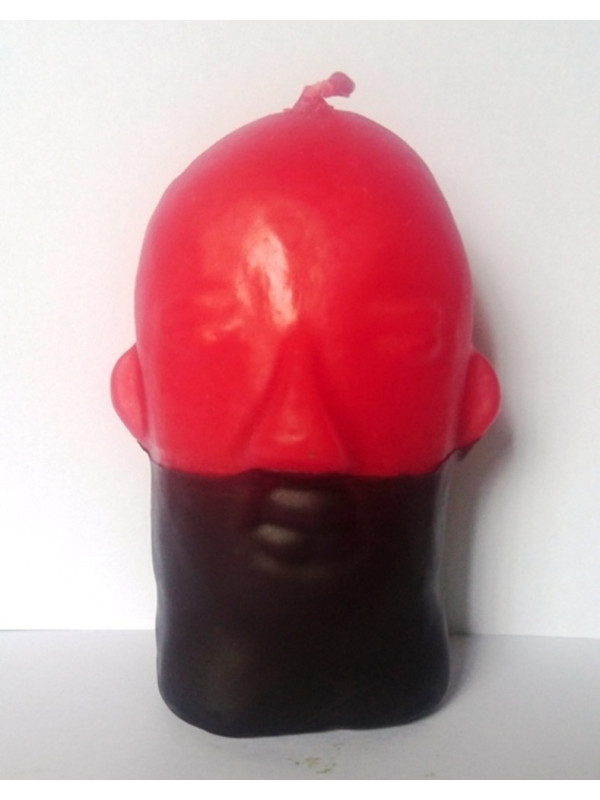Rote und schwarze Eleggua-Kopfkerze