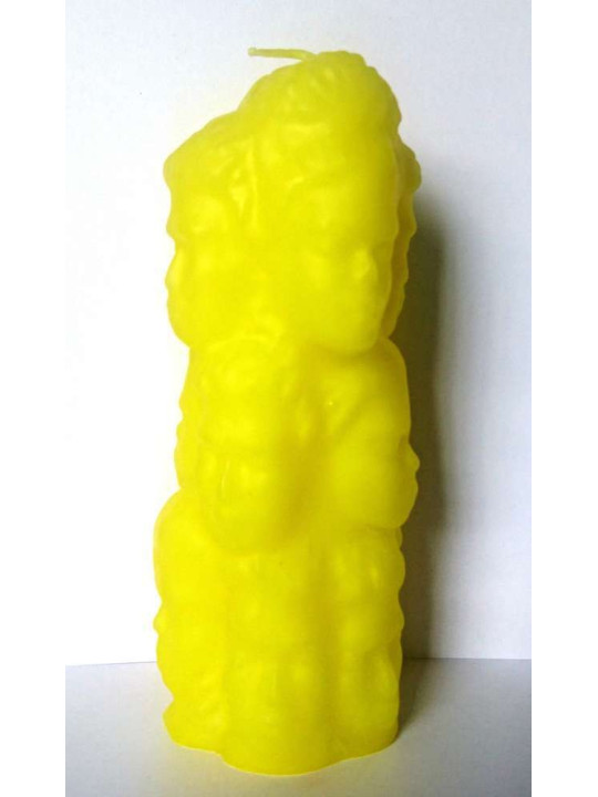 Tausend Gesichter Kerze, gelb, 14x5cm