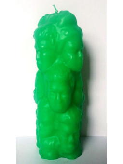 Tausend Gesichter Kerze, grün, 14x5cm