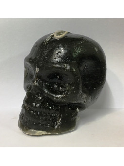 Kleine schwarze Totenkopfkerze. 7 x 8 Zentimeter