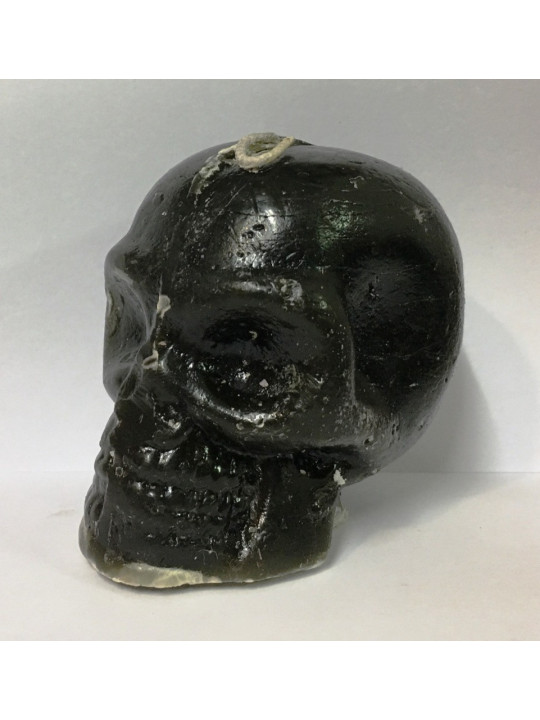 Kleine schwarze Totenkopfkerze. 7 x 8 Zentimeter