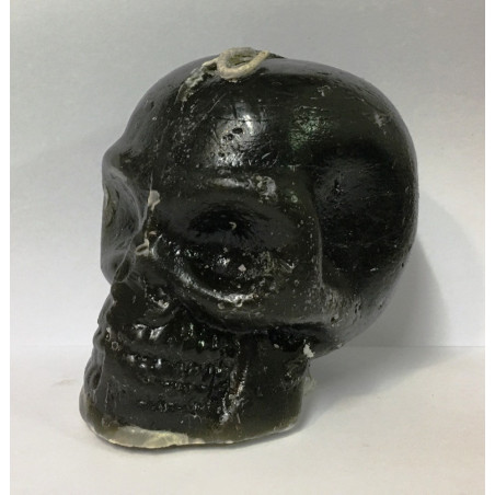 Kleine schwarze Totenkopfkerze. 7 x 8 Zentimeter