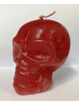 Kleine rote Totenkopfkerze. 7 x 8 Zentimeter