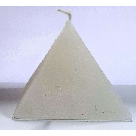Weiße Pyramidenkerze, 10cm Basis x 7,5cm Höhe, Stumpenöffner