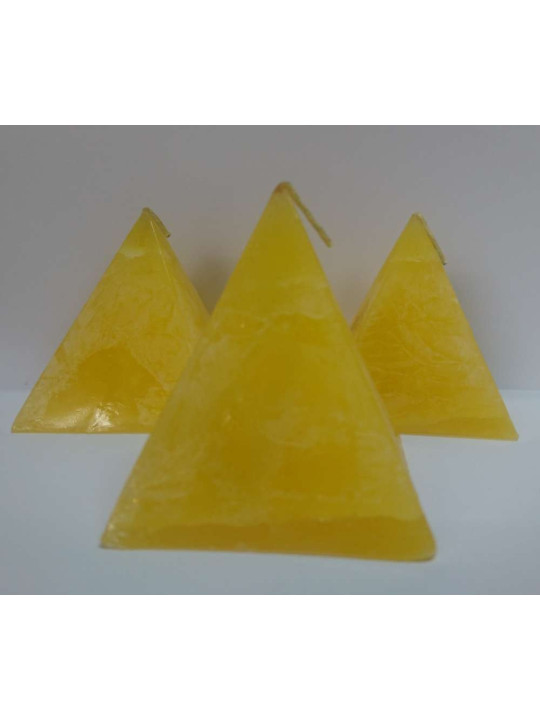 Kleine gelbe Pyramidenkerze, 6cm Basis x 7cm Höhe, Geldöffner, Economia