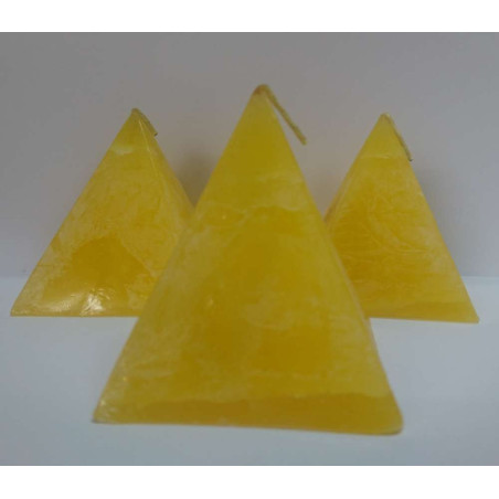 Kleine gelbe Pyramidenkerze, 6cm Basis x 7cm Höhe, Geldöffner, Economia