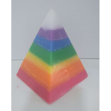Pyramide Kerze 7 Farben, 10cm Basis x 13 cm Höhe.