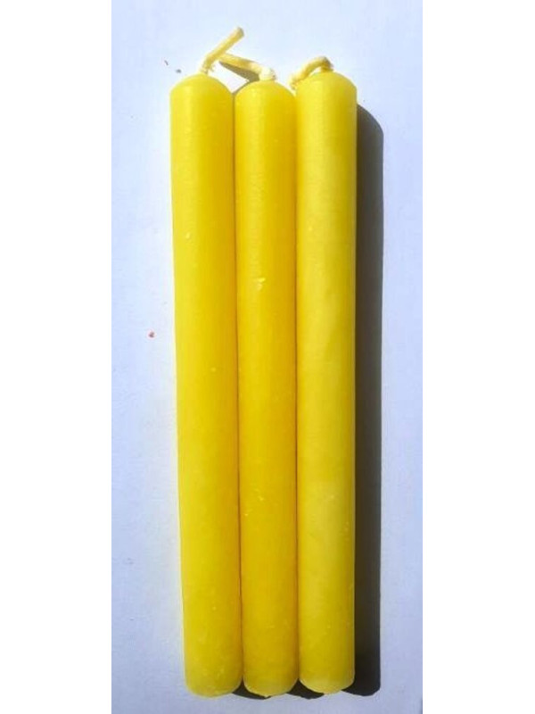 Handgemachte gelbe Kerze 15x1,5cm