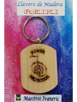 Schlüsselanhänger aus Holz mit Reiki-Symbol