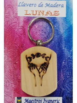 Schlüsselanhänger aus Holz mit Mondsymbol