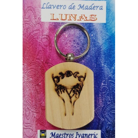 Schlüsselanhänger aus Holz mit Mondsymbol
