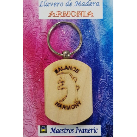 Schlüsselanhänger aus Holz mit Harmonie-Symbol
