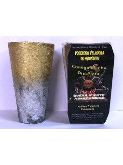 Chango Gold und Silber, Glückskerze, Sonderwunschkerze