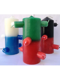 7 Dochte Tombstone 7 Docht Kerze Grün-Rot Werke