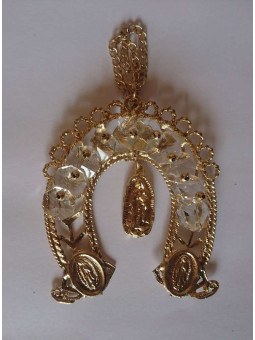 Hufeisen Amulett der Jungfrau Guadalupe. Familie Schutz 10x8 cm