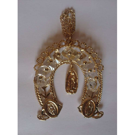Hufeisen Amulett der Jungfrau Guadalupe. Familie Schutz 10x8 cm