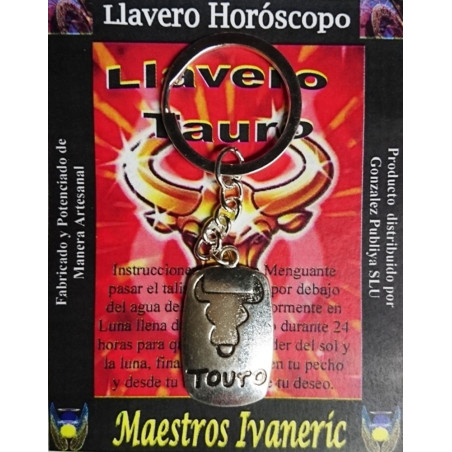 Handgefertigter Metall-Schlüsselanhänger Taurus Horoskop