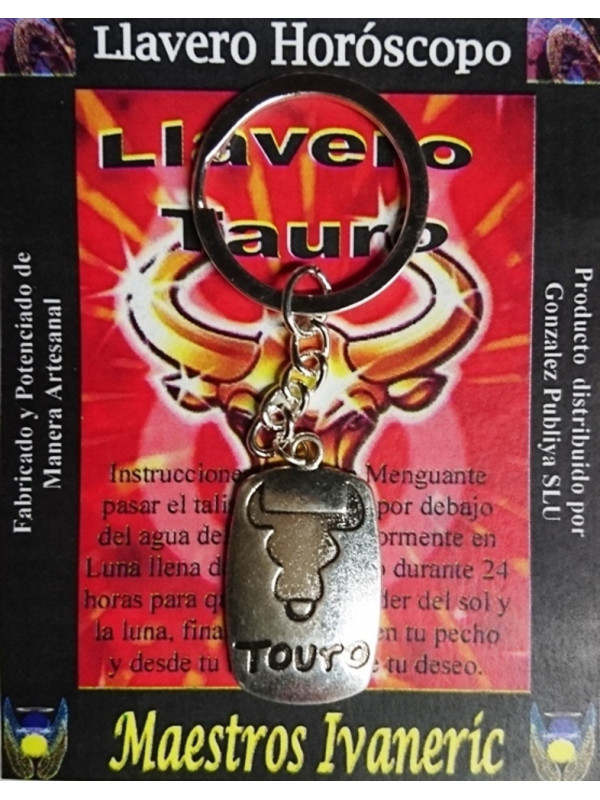 Handgefertigter Metall-Schlüsselanhänger Taurus Horoskop