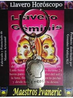 Handgefertigter Metall Schlüsselanhänger Zwillinge Horoskop