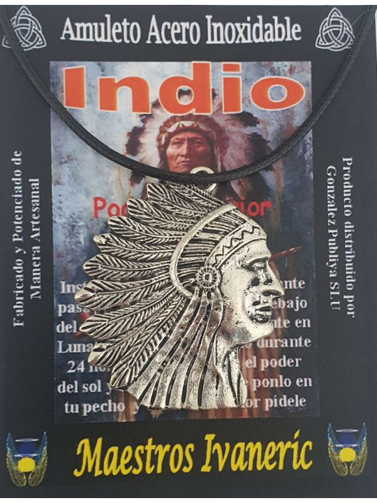 Handgefertigter Talisman aus Edelstahl, indisch groß