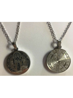 Handgefertigter Talisman aus Edelstahl, Heiliger Benedikt, Großer Beschützer