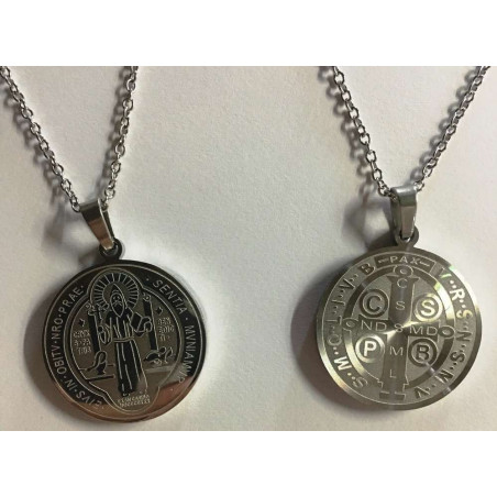 Handgefertigter Talisman aus Edelstahl, Heiliger Benedikt, Großer Beschützer