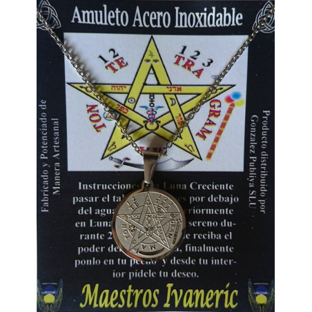 Handgefertigter Edelstahl Talisman, Medaille Tetragramaton