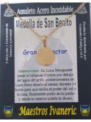 Kleiner handgefertigter goldener Talisman aus Edelstahl, Heiliger Benedikt, Großer Beschützer