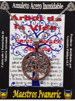 Handgefertigter Talisman aus Edelstahl, Lebensbaum