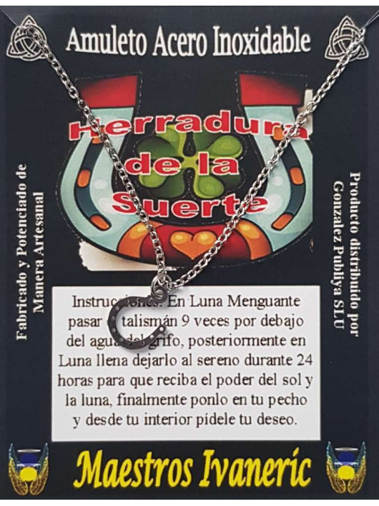 Handgefertigter Talisman aus Edelstahl, Glückshufeisen