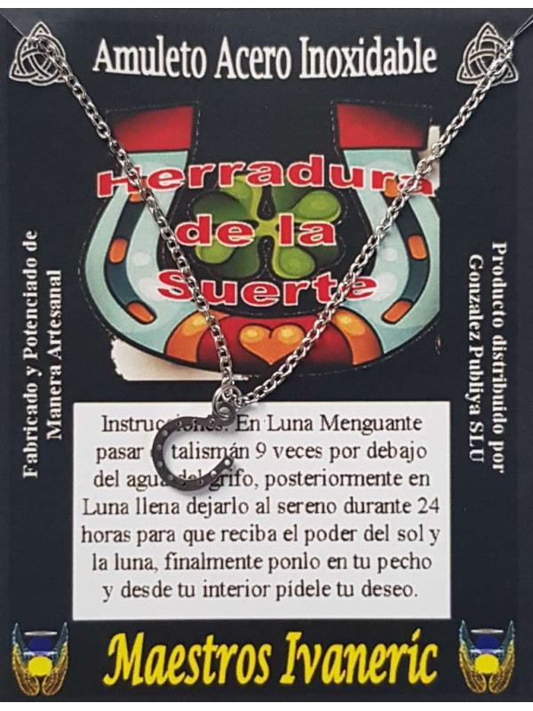 Handgefertigter Talisman aus Edelstahl, Glückshufeisen