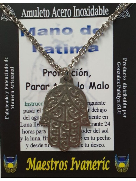 Handgefertigter Talisman aus Edelstahl, Hand der Fatima, Schutz