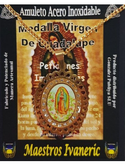 Handgefertigter Talisman aus Edelstahl, Jungfrau von Guadalupe