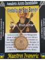 Kleiner handgefertigter goldener Talisman aus Edelstahl, Heiliger Benedikt, Großer Beschützer